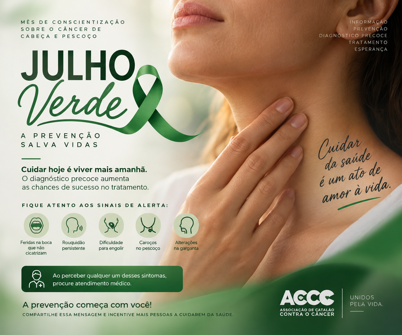 Julho Verde: prevenção e diagnóstico precoce podem salvar vidas